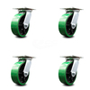 Service Caster 6 Inch Heavy Duty Green Poly on Cast Iron Caster Set with Roller Bearings, 4PK SCC-35S620-PUR-GB-4